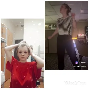 Dancer in Striped Shirt and Red Shirt