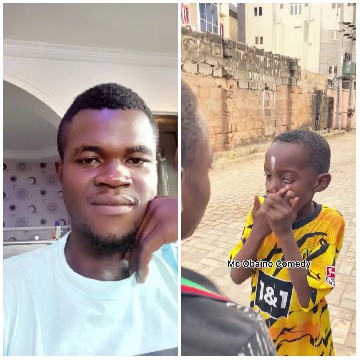 Man Indoors and Children Outdoors