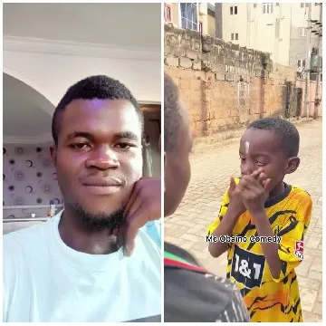 Man Indoors and Children Outdoors