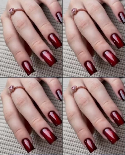 Close-Up of Red Nails and Ring
