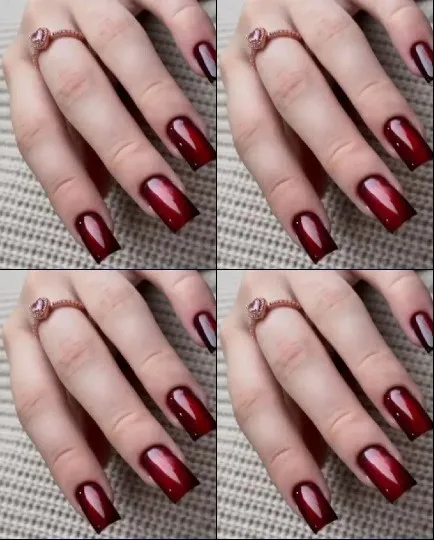 Close-Up of Red Nails and Ring