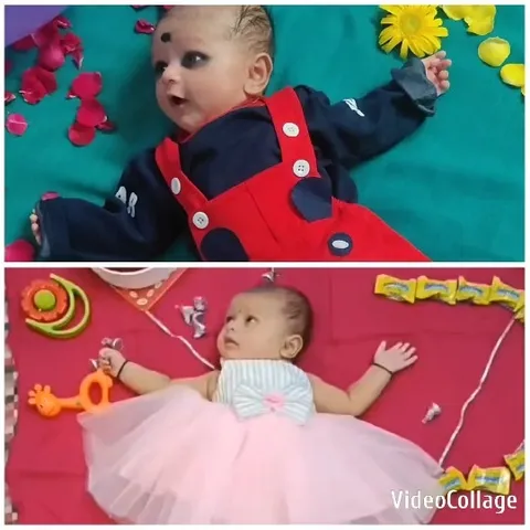 Two Babies on Colorful Backgrounds