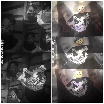 Monochrome Masked Person and Colorful Emojis
