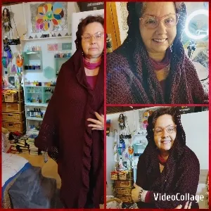 Burgundy Shawl in Art Studio