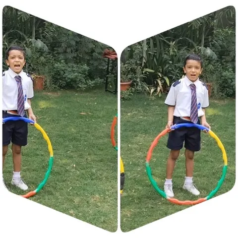 Boy with Hula Hoop in Garden