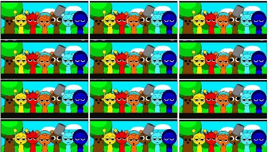 Colorful Cartoon Characters in Grid