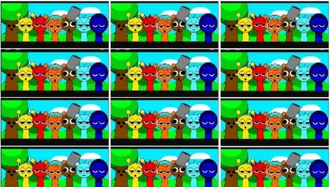 Colorful Cartoon Characters in Grid