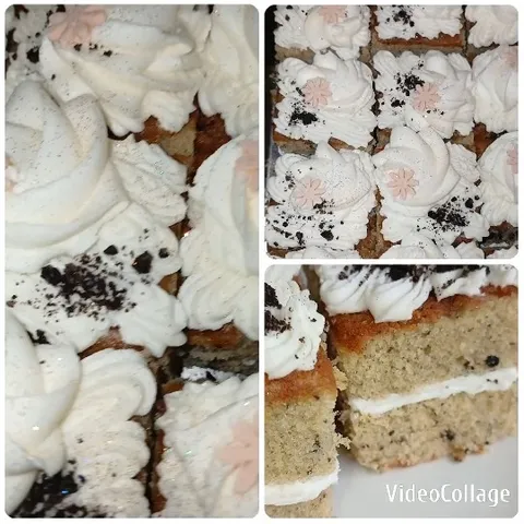 Layered Cake with Cream Swirls