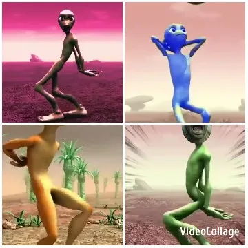 Colorful Aliens Dancing in Desert