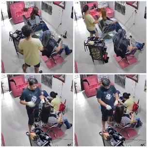 Hair Salon Activities in Four Panels