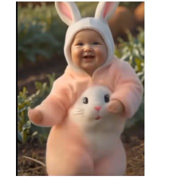 Baby Smiling in Bunny Outfit