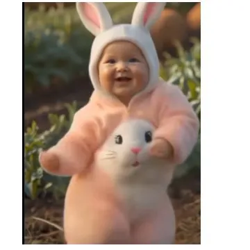Baby Smiling in Bunny Outfit