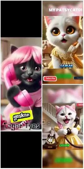 Animated Cats in Playful Setting