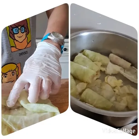 Person Preparing Food with Gloves