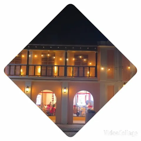 Cozy Building With String Lights