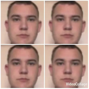 Identical Faces Against Plain Background