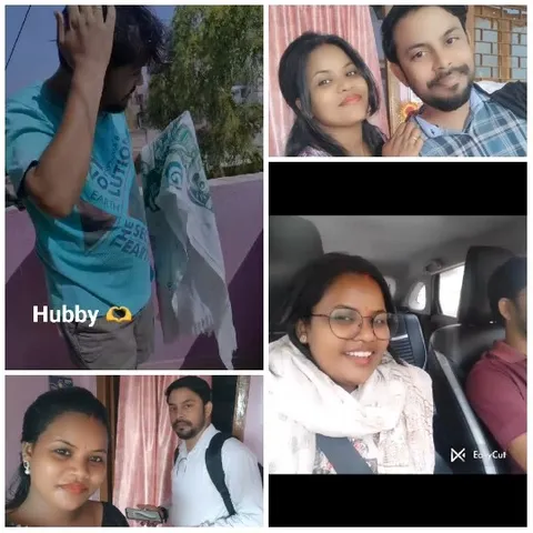 Person Holding Head and Smiling Selfies