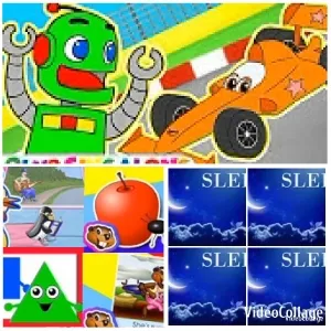 Cheerful Robot and Cartoon Characters