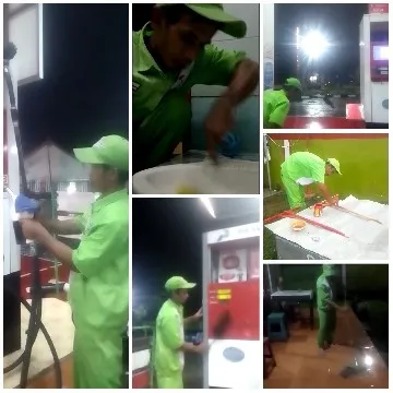 Gas Station Worker Performing Various Tasks