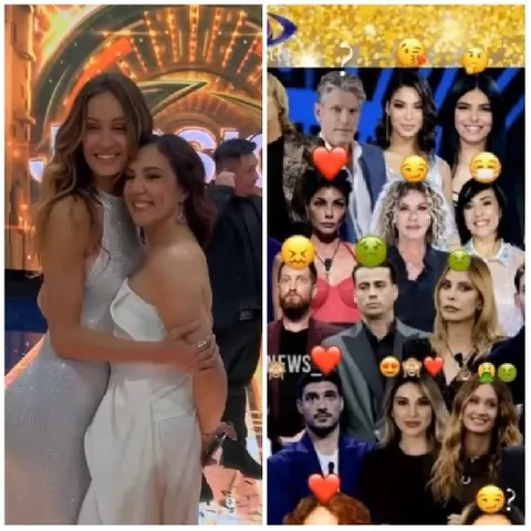 Two Women Posing And Emoji Collage