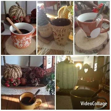 Autumn-Themed Coffee Mugs Display