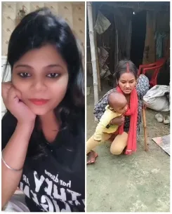 Smiling Woman and Playful Hug
