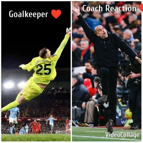 Goalkeeper Making Save and Coach Reacting