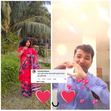 Woman in Saree and Heart Gesture