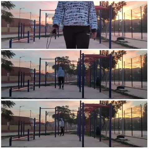 Walking in Outdoor Fitness Park