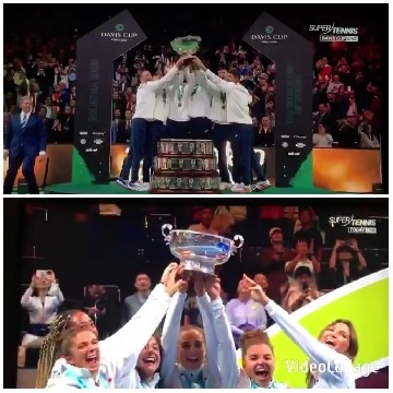 Trophy Celebration at Tennis Event