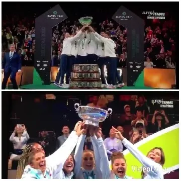 Trophy Celebration at Tennis Event