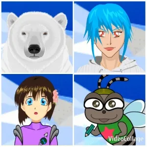 Four Cartoon Characters Together