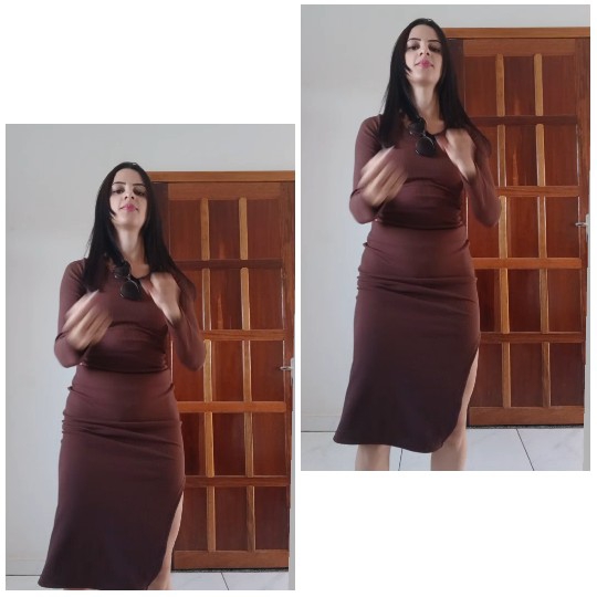 Woman in Brown Dress Indoors
