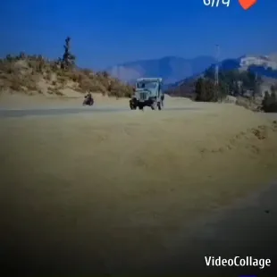 Rural Road with Truck and Motorcycle