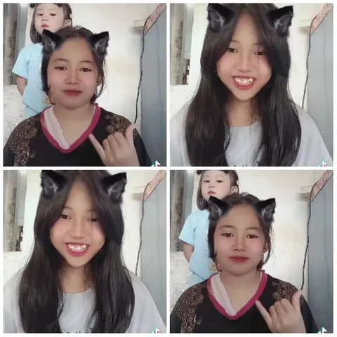 Girl With Cat Ear Filters Smiling