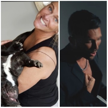 Smiling Person with Bulldog Together