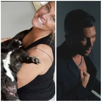 Smiling Person with Bulldog Together