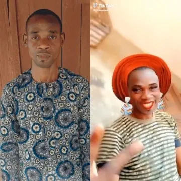 Person in Patterned Shirt and Headscarf