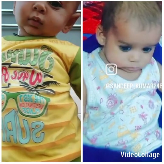 Two Infants Looking Down