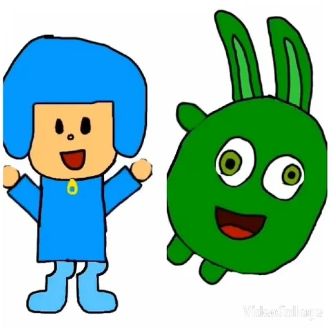 Two Cartoon Characters Smiling Together