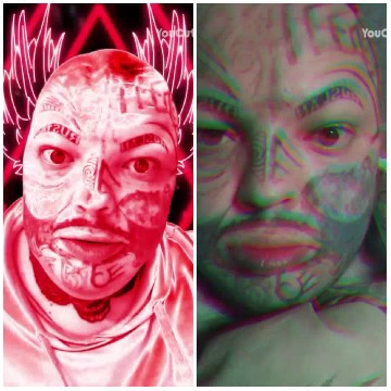 Two Portraits with Facial Tattoos