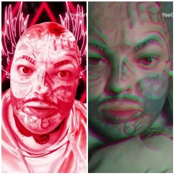 Two Portraits with Facial Tattoos