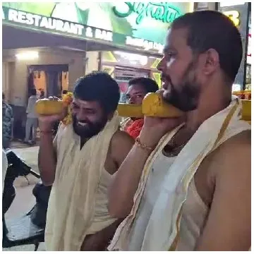 Cultural Procession with Yellow Objects