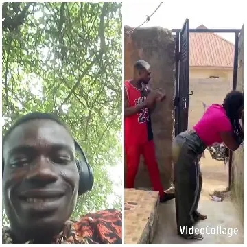 Person Smiling Under Trees with Friends