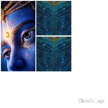 Decorative Blue Face with Gold Patterns