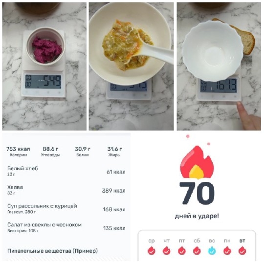 Weighing Food and Nutritional Breakdown