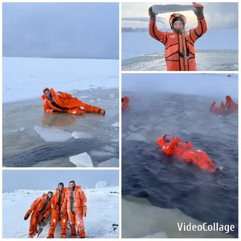 People in Protective Suits on Ice