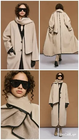 Modeling a Beige Coat Outdoors