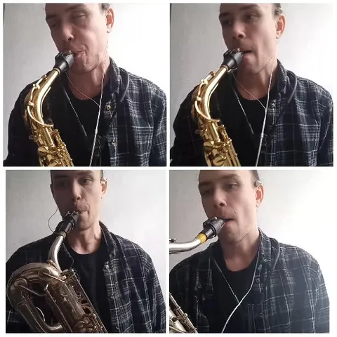 Saxophonist Playing from Different Angles