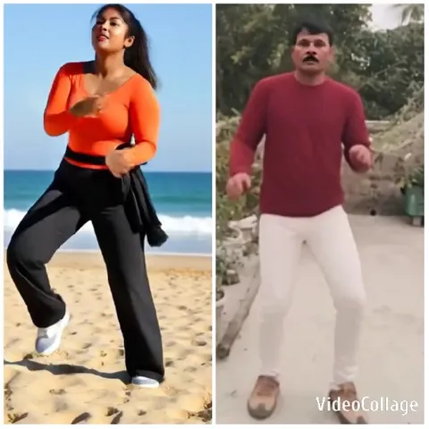 Split-Screen Beach and Garden Dance